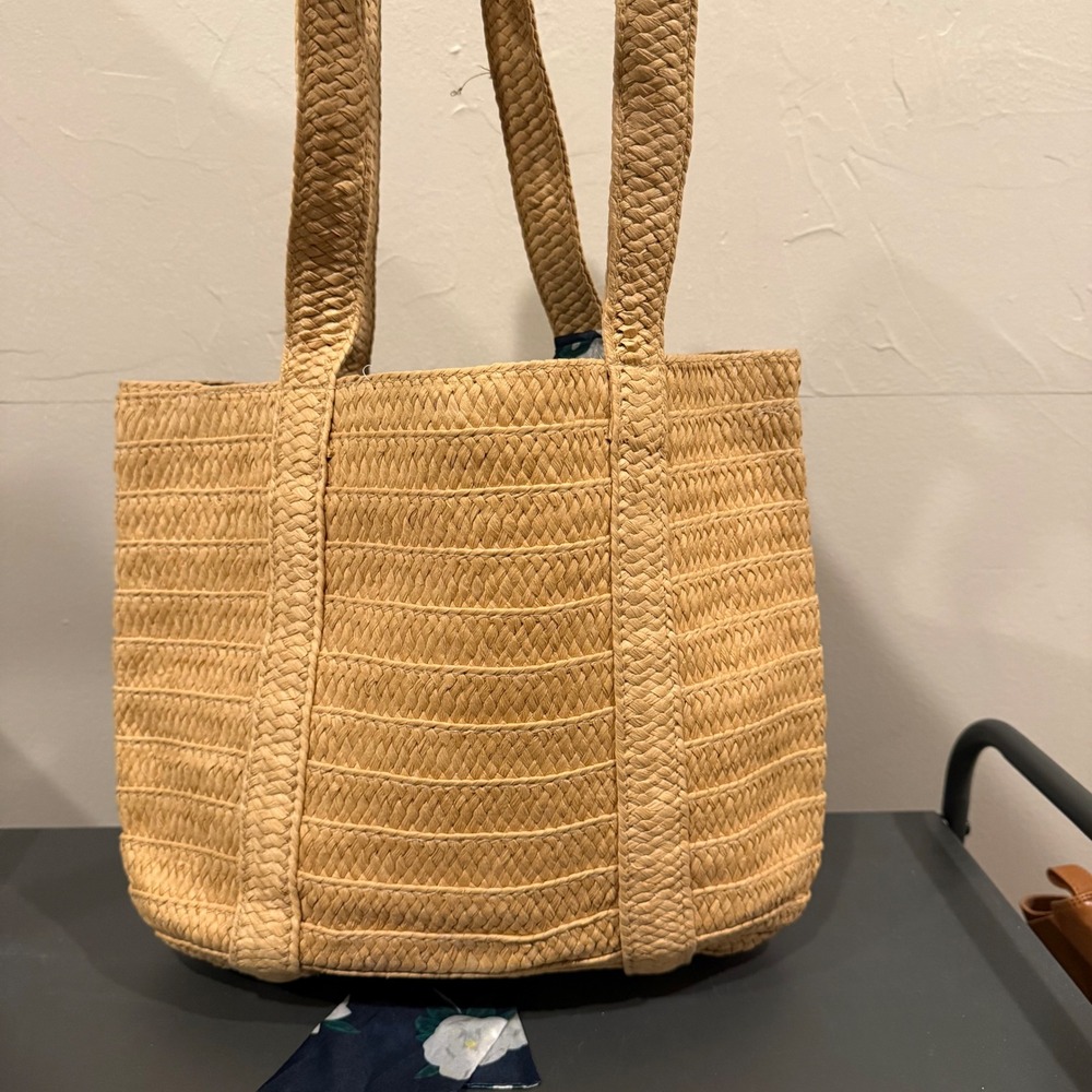 Draper James Everyday Straw Tote Bag Floral Scarf Accent‎ Beach Summer - Picture 5 of 7